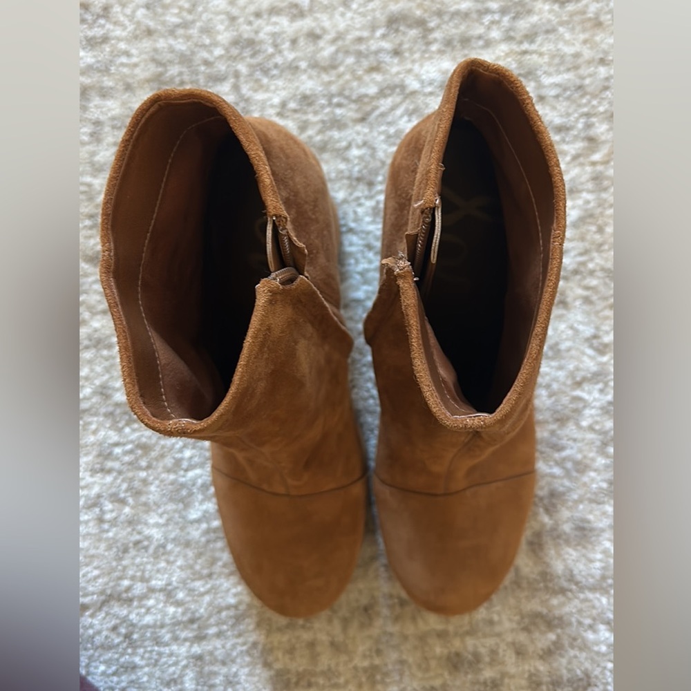 Sam Edelman Brown Suede Platform Block Heel Ankle Boots - Picture 3 of 4